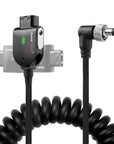 Alvin's Cables Atomos Ninja V D-tap Power Cable, 1.6-4ft Smart Dtap to Locking DC 2.1 Right Angle Coiled Cable for Blackmagic Video Assist, for Hollyland Mars 400S, Ultra Soft