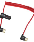 Alvin's Cables 8K 2.1 HDMI Cable 48Gbps 8K@60Hz 4K@120Hz High Speed Braided Coiled Cable for Sony A7 A9, BMPCC, for Canon C70, for Atomos Ninja, for Feelworld, Left to Left Angle, Red