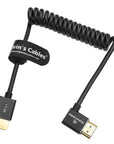 Alvin's Cables 8K HDMI 2.1 Cable for Atomos Ninja V Monitor,for Sony FS5 FS7,BMPCC,for Canon C300 C500 Camera,8K@60Hz 4K@120Hz 48Gbps High-Speed Braided Coiled Cable Left Angle Black