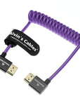 Alvin's Cables 8K HDMI 2.1 Cable 8K 60Hz 4K 120Hz High-Speed for Atomos Ninja Monitor,Left to Right Angle Braided Coiled Cable for Sony FS5 FS7 FX9,for Canon C300 C500,for Nikon Z9 Camera,Purple