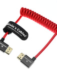 Alvin's Cables 8K HDMI 2.1 Cable 8K 60Hz 4K 120Hz High-Speed for Atomos Ninja Monitor, Left to Right Angle Braided Coiled HDMI Cable for Sony FX3 FS5 FS7 FX9,for Canon C300 C500,for Nikon Z9 Camera, Red