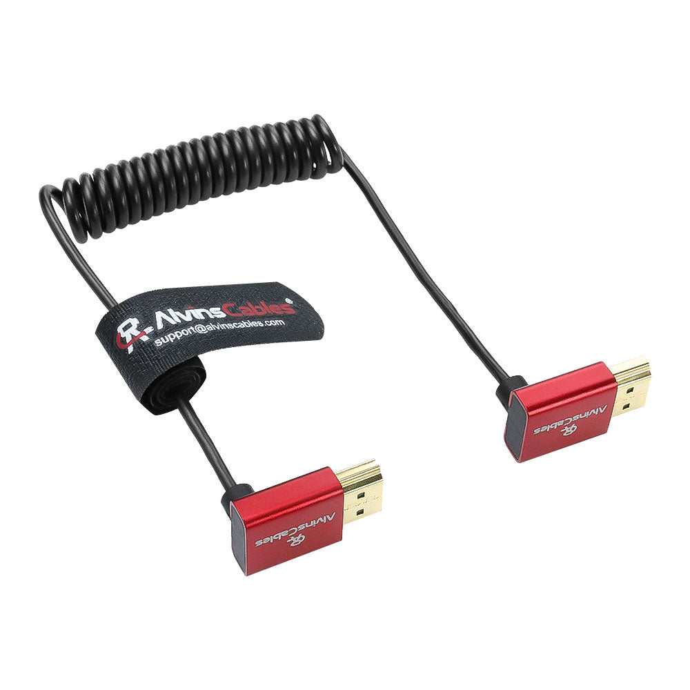 Alvin's Cables 8K HDMI Cable 2.1 48Gbps High Speed Φ2.4mm Ultra-Thin HDMI 8K@60Hz 4K@120Hz for Sony A7 A9, BMPCC, for Canon C70, for Atomos Ninja, for SmallHD, Up to Up Angle Coiled Cable