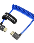 Alvin's Cables 8K HDMI 2.1 Cable 8K 60Hz 4K 120Hz High-Speed for Atomos Ninja Monitor,Left to Right Angle Braided Coiled Cable for Sony FS5 FS7 FX9,for Canon C300 C500,for Nikon Z9 Camera,Blue