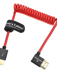 Alvin's Cables 8K HDMI 2.1 Cable for Atomos Ninja V Monitor,for Sony FS5 FS7,BMPCC,for Canon C300 C500 Camera,8K@60Hz 4K@120Hz 48Gbps High-Speed Braided Coiled Cable Left Angle Red