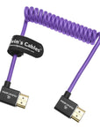 Alvin's Cables 8K 2.1 HDMI Cable 48Gbps 8K@60Hz 4K@120Hz High Speed Braided Coiled Cable for Sony A7 A9, BMPCC, for Canon C70, for Atomos Ninja, for Feelworld, Left to Left Angle, Purple