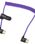Alvin's Cables 8K 2.1 HDMI Cable 48Gbps 8K@60Hz 4K@120Hz High Speed Braided Coiled Cable for Sony A7 A9, BMPCC, for Canon C70, for Atomos Ninja, for Feelworld, Left to Left Angle, Purple