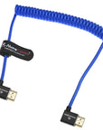 Alvin's Cables 8K 2.1 HDMI Cable 48Gbps 8K@60Hz 4K@120Hz High Speed Braided Coiled Cable for Sony A7 A9, BMPCC, for Canon C70, for Atomos Ninja, for Feelworld, Left to Left Angle, Blue