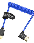 Alvin's Cables 8K HDMI 2.1 Cable for Atomos Ninja V Monitor,for Sony FS5 FS7,BMPCC,for Canon C300 C500 Camera,8K@60Hz 4K@120Hz 48Gbps High-Speed Braided Coiled Cable Left Angle Blue