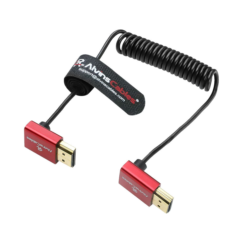Alvin's Cables 8K HDMI Cable 2.1 48Gbps High Speed Φ2.4mm Ultra-Thin HDMI 8K@60Hz 4K@120Hz for Sony A7 A9, BMPCC, for Canon C70, for Atomos Ninja, for SmallHD, Up to Up Angle Coiled Cable