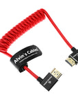 Alvin's Cables 8K HDMI 2.1 Cable 8K 60Hz 4K 120Hz High-Speed for Atomos Ninja Monitor, Left to Right Angle Braided Coiled HDMI Cable for Sony FX3 FS5 FS7 FX9,for Canon C300 C500,for Nikon Z9 Camera, Red
