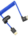 Alvin's Cables 8K HDMI 2.1 Cable for Atomos Ninja V Monitor,for Sony FS5 FS7,BMPCC,for Canon C300 C500 Camera,8K@60Hz 4K@120Hz 48Gbps High-Speed Braided Coiled Cable Left Angle Blue