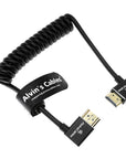Alvin's Cables 8K HDMI 2.1 Cable 8K 60Hz 4K 120Hz High-Speed for Atomos Ninja Monitor,Left to Right Angle Braided Coiled Cable for Sony FS5 FS7 FX9,for Canon C300 C500,for Nikon Z9 Camera,Black