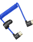 Alvin's Cables 8K 2.1 HDMI Cable 48Gbps 8K@60Hz 4K@120Hz High Speed Braided Coiled Cable for Sony A7 A9, BMPCC, for Canon C70, for Atomos Ninja, for Feelworld, Left to Left Angle, Blue