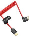 Alvin's Cables 8K HDMI 2.1 Cable for Atomos Ninja V Monitor,for Sony FS5 FS7,BMPCC,for Canon C300 C500 Camera,8K@60Hz 4K@120Hz 48Gbps High-Speed Braided Coiled Cable Left Angle Red