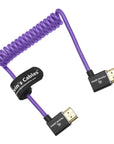 Alvin's Cables 8K 2.1 HDMI Cable 48Gbps 8K@60Hz 4K@120Hz High Speed Braided Coiled Cable for Sony A7 A9, BMPCC, for Canon C70, for Atomos Ninja, for Feelworld, Left to Left Angle, Purple
