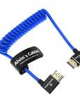 Alvin's Cables 8K HDMI 2.1 Cable 8K 60Hz 4K 120Hz High-Speed for Atomos Ninja Monitor,Left to Right Angle Braided Coiled Cable for Sony FS5 FS7 FX9,for Canon C300 C500,for Nikon Z9 Camera,Blue