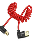 Alvin's Cables 8K HDMI 2.1 Cable 8K@60Hz 4K@120Hz High-Speed Braided Coiled Cable for Atomos Ninja,for Feelworld,for Sony FS5 FS7 FX9,BMPCC,for Canon C300 C500,Left to Up Angle Red