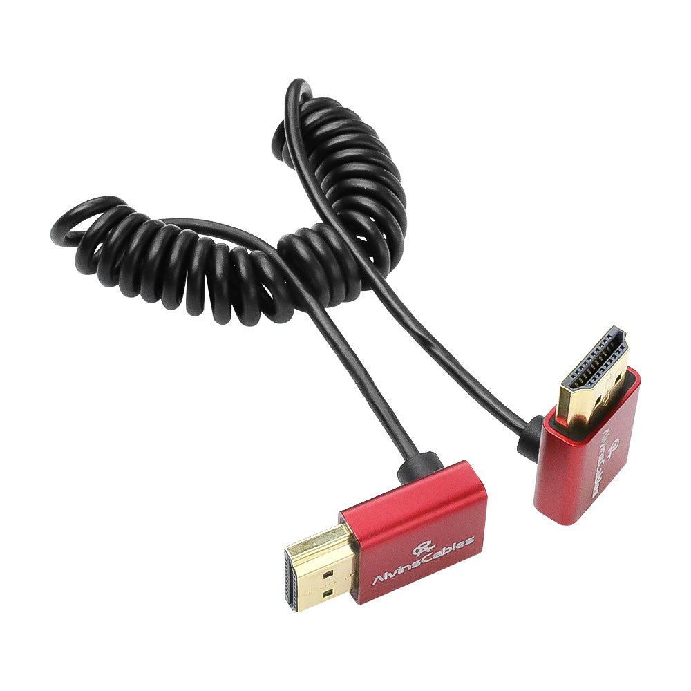 Alvin's Cables 8K HDMI Cable 2.1 48Gbps High Speed Φ2.4mm Ultra-Thin HDMI 8K@60Hz 4K@120Hz for Sony A7 A9, BMPCC, for Canon C70, for Atomos Ninja, for SmallHD, Up to Up Angle Coiled Cable