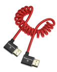Alvin's Cables 8K 2.1 HDMI Cable 48Gbps 8K@60Hz 4K@120Hz High Speed Braided Coiled Cable for Sony A7 A9, BMPCC, for Canon C70, for Atomos Ninja, for Feelworld, Left to Left Angle, Red