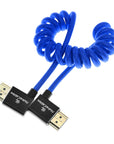 Alvin's Cables 8K HDMI 2.1 Cable 8K 60Hz 4K 120Hz High-Speed for Atomos Ninja Monitor,Left to Right Angle Braided Coiled Cable for Sony FS5 FS7 FX9,for Canon C300 C500,for Nikon Z9 Camera,Blue