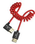Alvin's Cables 8K HDMI 2.1 Cable for Atomos Ninja V Monitor,for Sony FS5 FS7,BMPCC,for Canon C300 C500 Camera,8K@60Hz 4K@120Hz 48Gbps High-Speed Braided Coiled Cable Left Angle Red