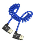 Alvin's Cables 8K 2.1 HDMI Cable 48Gbps 8K@60Hz 4K@120Hz High Speed Braided Coiled Cable for Sony A7 A9, BMPCC, for Canon C70, for Atomos Ninja, for Feelworld, Left to Left Angle, Blue