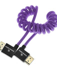 Alvin's Cables 8K HDMI 2.1 Cable 8K 60Hz 4K 120Hz High-Speed for Atomos Ninja Monitor,Left to Right Angle Braided Coiled Cable for Sony FS5 FS7 FX9,for Canon C300 C500,for Nikon Z9 Camera,Purple
