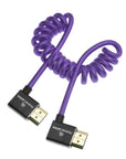 Alvin's Cables 8K 2.1 HDMI Cable 48Gbps 8K@60Hz 4K@120Hz High Speed Braided Coiled Cable for Sony A7 A9, BMPCC, for Canon C70, for Atomos Ninja, for Feelworld, Left to Left Angle, Purple