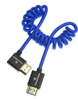 Alvin's Cables 8K HDMI 2.1 Cable for Atomos Ninja V Monitor,for Sony FS5 FS7,BMPCC,for Canon C300 C500 Camera,8K@60Hz 4K@120Hz 48Gbps High-Speed Braided Coiled Cable Left Angle Blue