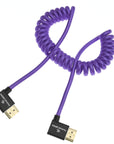Alvin's Cables 8K 2.1 HDMI Cable 48Gbps 8K@60Hz 4K@120Hz High Speed Braided Coiled Cable for Sony A7 A9, BMPCC, for Canon C70, for Atomos Ninja, for Feelworld, Left to Left Angle, Purple
