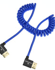 Alvin's Cables 8K 2.1 HDMI Cable 48Gbps 8K@60Hz 4K@120Hz High Speed Braided Coiled Cable for Sony A7 A9, BMPCC, for Canon C70, for Atomos Ninja, for Feelworld, Left to Left Angle, Blue