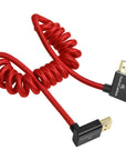 Alvin's Cables 8K HDMI 2.1 Cable 8K@60Hz 4K@120Hz High-Speed Braided Coiled Cable for Atomos Ninja,for Feelworld,for Sony FS5 FS7 FX9,BMPCC,for Canon C300 C500,Left to Up Angle Red