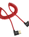 Alvin's Cables 8K 2.1 HDMI Cable 48Gbps 8K@60Hz 4K@120Hz High Speed Braided Coiled Cable for Sony A7 A9, BMPCC, for Canon C70, for Atomos Ninja, for Feelworld, Left to Left Angle, Red