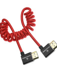 Alvin's Cables 8K 2.1 HDMI Cable 48Gbps 8K@60Hz 4K@120Hz High Speed Braided Coiled Cable for Sony A7 A9, BMPCC, for Canon C70, for Atomos Ninja, for Feelworld, Left to Left Angle, Red