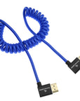 Alvin's Cables 8K 2.1 HDMI Cable 48Gbps 8K@60Hz 4K@120Hz High Speed Braided Coiled Cable for Sony A7 A9, BMPCC, for Canon C70, for Atomos Ninja, for Feelworld, Left to Left Angle, Blue