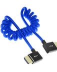 Alvin's Cables 8K HDMI 2.1 Cable 8K 60Hz 4K 120Hz High-Speed for Atomos Ninja Monitor,Left to Right Angle Braided Coiled Cable for Sony FS5 FS7 FX9,for Canon C300 C500,for Nikon Z9 Camera,Blue