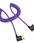 Alvin's Cables 8K 2.1 HDMI Cable 48Gbps 8K@60Hz 4K@120Hz High Speed Braided Coiled Cable for Sony A7 A9, BMPCC, for Canon C70, for Atomos Ninja, for Feelworld, Left to Left Angle, Purple