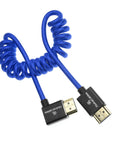 Alvin's Cables 8K HDMI 2.1 Cable for Atomos Ninja V Monitor,for Sony FS5 FS7,BMPCC,for Canon C300 C500 Camera,8K@60Hz 4K@120Hz 48Gbps High-Speed Braided Coiled Cable Left Angle Blue