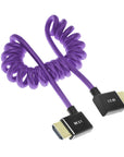 Alvin's Cables 8K HDMI 2.1 Cable 8K 60Hz 4K 120Hz High-Speed for Atomos Ninja Monitor,Left to Right Angle Braided Coiled Cable for Sony FS5 FS7 FX9,for Canon C300 C500,for Nikon Z9 Camera,Purple