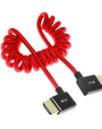 Alvin's Cables 8K HDMI 2.1 Cable 8K 60Hz 4K 120Hz High-Speed for Atomos Ninja Monitor, Left to Right Angle Braided Coiled HDMI Cable for Sony FX3 FS5 FS7 FX9,for Canon C300 C500,for Nikon Z9 Camera, Red