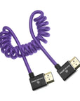 Alvin's Cables 8K 2.1 HDMI Cable 48Gbps 8K@60Hz 4K@120Hz High Speed Braided Coiled Cable for Sony A7 A9, BMPCC, for Canon C70, for Atomos Ninja, for Feelworld, Left to Left Angle, Purple