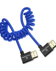 Alvin's Cables 8K 2.1 HDMI Cable 48Gbps 8K@60Hz 4K@120Hz High Speed Braided Coiled Cable for Sony A7 A9, BMPCC, for Canon C70, for Atomos Ninja, for Feelworld, Left to Left Angle, Blue