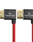 Alvin's Cables 8K 2.1 HDMI Cable 48Gbps 8K@60Hz 4K@120Hz High Speed Braided Coiled Cable for Sony A7 A9, BMPCC, for Canon C70, for Atomos Ninja, for Feelworld, Left to Left Angle, Red