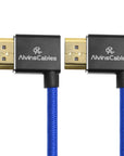 Alvin's Cables 8K 2.1 HDMI Cable 48Gbps 8K@60Hz 4K@120Hz High Speed Braided Coiled Cable for Sony A7 A9, BMPCC, for Canon C70, for Atomos Ninja, for Feelworld, Left to Left Angle, Blue