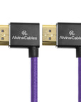 Alvin's Cables 8K 2.1 HDMI Cable 48Gbps 8K@60Hz 4K@120Hz High Speed Braided Coiled Cable for Sony A7 A9, BMPCC, for Canon C70, for Atomos Ninja, for Feelworld, Left to Left Angle, Purple