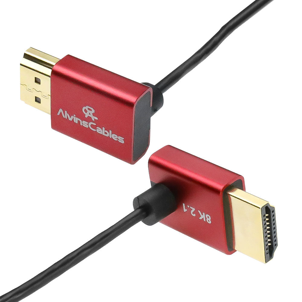 Alvin's Cables 8K HDMI Cable 2.1 48Gbps High Speed Φ2.4mm Ultra-Thin HDMI 8K@60Hz 4K@120Hz for Sony A7 A9, BMPCC, for Canon C70, for Atomos Ninja, for SmallHD, Up to Up Angle Coiled Cable