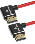 Alvin's Cables 8K 2.1 HDMI Cable 48Gbps 8K@60Hz 4K@120Hz High Speed Braided Coiled Cable for Sony A7 A9, BMPCC, for Canon C70, for Atomos Ninja, for Feelworld, Left to Left Angle, Red
