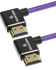 Alvin's Cables 8K 2.1 HDMI Cable 48Gbps 8K@60Hz 4K@120Hz High Speed Braided Coiled Cable for Sony A7 A9, BMPCC, for Canon C70, for Atomos Ninja, for Feelworld, Left to Left Angle, Purple