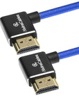 Alvin's Cables 8K 2.1 HDMI Cable 48Gbps 8K@60Hz 4K@120Hz High Speed Braided Coiled Cable for Sony A7 A9, BMPCC, for Canon C70, for Atomos Ninja, for Feelworld, Left to Left Angle, Blue