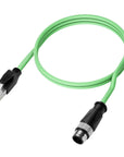 Alvin's Cables M12 D-Code 4 Pin Male to RJ45 Ethernet Cable High-Flex for Industrial Camera Sensor, Automation Application Green